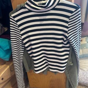 Aerie Monochrome Striped Turtleneck Sweater